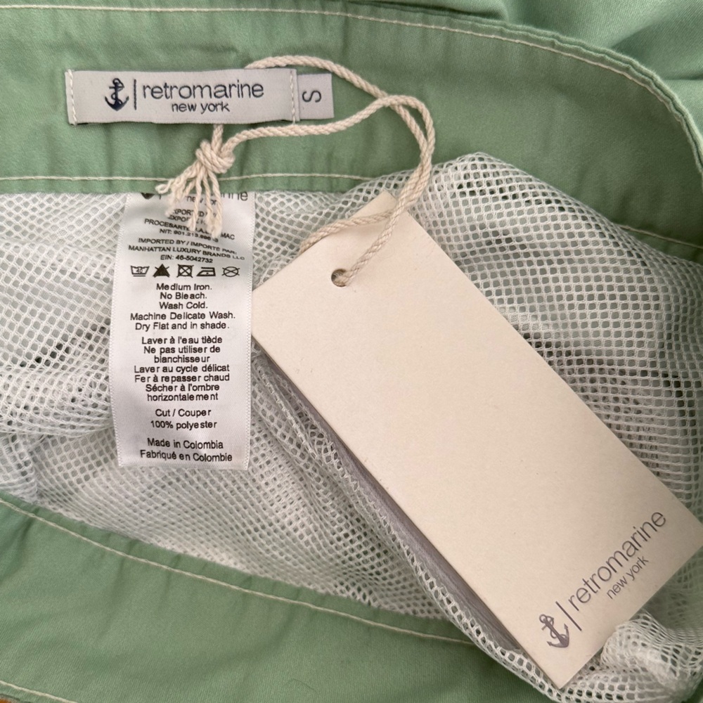 NWT Retromarine Men’s Green Anchor Swim Trunks Shorts Bathing Suit Sise Small - Picture 5 of 5